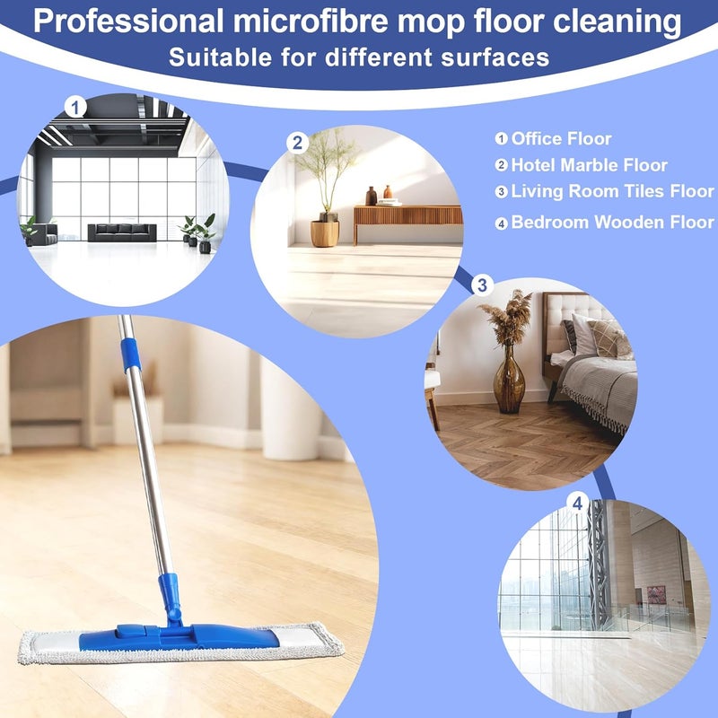 Conliwell 17" Microfiber Mop for Hardwood Floor Cleaning,Mops with 50" Stainless Steel Pole, 1 Reusable & Washable Mop Pad, Wet & Dry Use for Hardwood, Tile, Marble and Vinyl Floors - Image 4